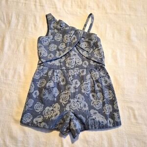 Janie and Jack girls size 4 fully lined romper 2 tone blue VGUC